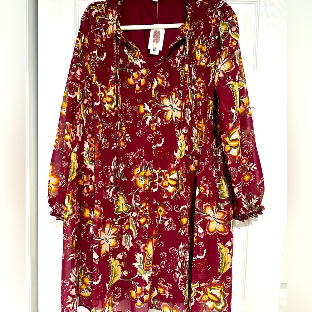 Time and True Pleated Babydoll Dress